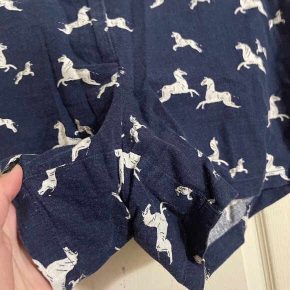 LOFT Womens Blue White Linen Cotton Horse Novelty Print Pockets Shorts Size 6 - Picture 6 of 7